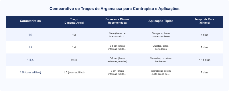 Diagrama técnico: Contrapiso: Espessura Mínima, Traço Correto e Tempo de Cura para Assentamento