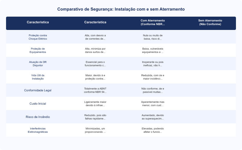 Diagrama técnico: Instalação Elétrica sem Aterramento: Riscos e NBR 5410